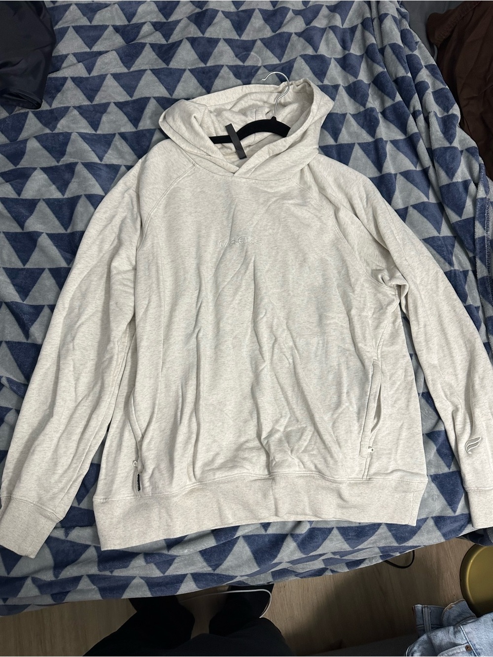Fabletics Men's Terry Hoodie and Jogger Sweatsuit set - Bone Heather, Size Large
